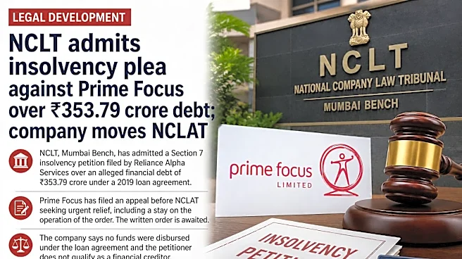NCLT admits insolvency plea against Prime Focus over ₹353.79 crore debt; company moves NCLAT