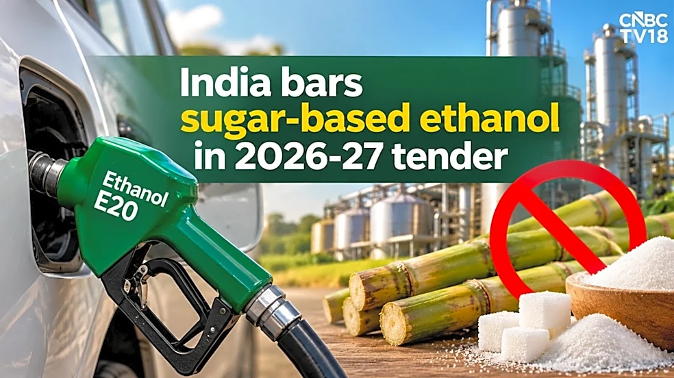 India bars sugarcane juice, syrup-based ethanol in 2026-27 tender; OMCs seek 1,100 crore litres