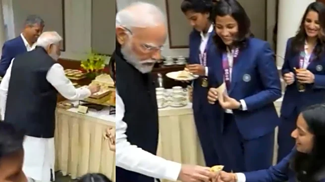 [WATCH] PM Modi personally serves injured Pratika Rawal during Women’s World Cup celebration