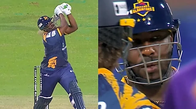 [WATCH] Abu Dhabi T10 2025: Andre Russell's monstrous six brings fans to their feet against Ajman Titans