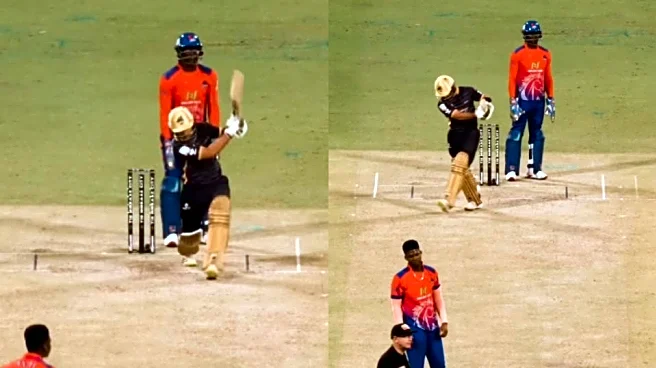 [Watch] Abu Dhabi T10 2025: Khawaja Nafay's no-look six stuns bowler in Qualifier 1