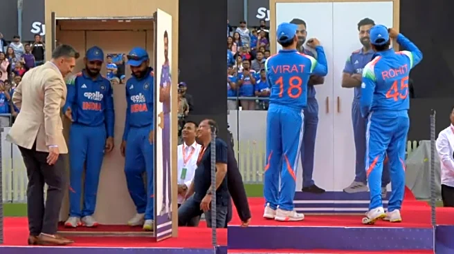 [WATCH] Virat Kohli, Rohit Sharma get felicitated by BCA in unique coming-out-of-closet act, video goes viral