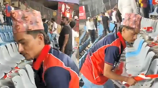 [WATCH] T20 World Cup 2026: Nepal fan wins hearts by cleaning stadium after thrilling clash vs England
