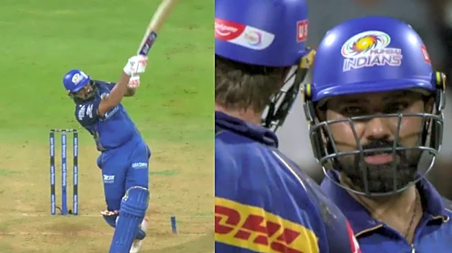 [WATCH] Rohit Sharma smashes massive six to surpass major MI milestone vs RCB