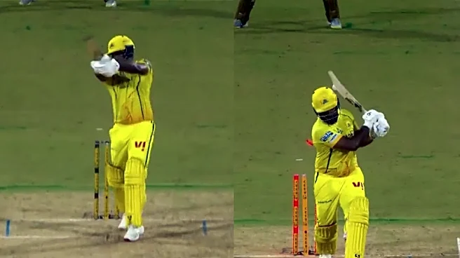 IPL 2026: Video of the Day: KKR's Kartik Tyagi knocks Sanju Samson's stumps after being hit for massive six