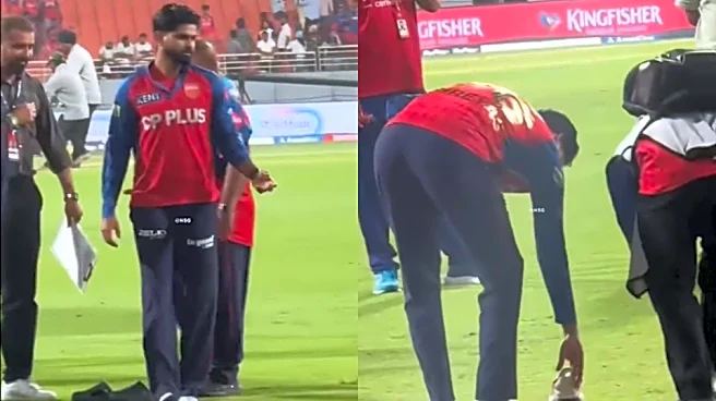 [WATCH] IPL 2026: Shreyas Iyer borrows cameraman's shoes for post-match presentation after PBKS vs LSG clash