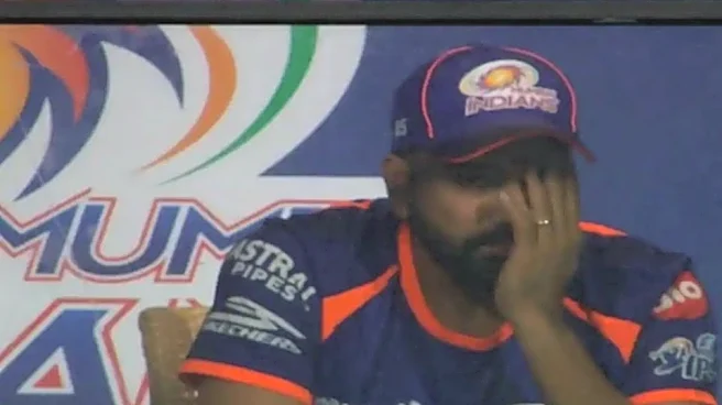 Rohit Sharma covers face in shame after Mumbai Indians concede against Sunrisers Hyderabad