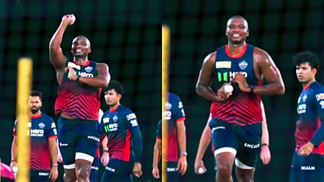 [WATCH] Lungi Ngidi returns to Delhi Capitals' practice session after head injury