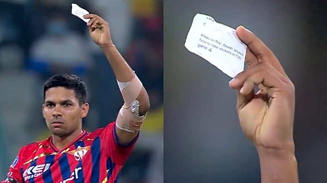 IPL 2026: Video of the Day: Akash Singh dismantles CSK top order, celebrates with a handwritten note