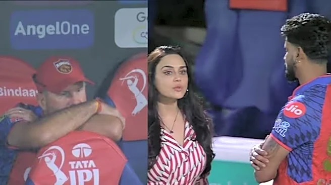 Ricky Ponting dejected in dugout as Preity Zinta does intense post-match discussion with captain Shreyas Iyer after PBKS lose to RCB