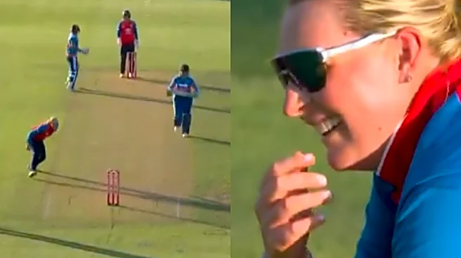 [Watch] Sophie Ecclestone makes a meal of simple run-out chance, couldn't stop laughing afterwards