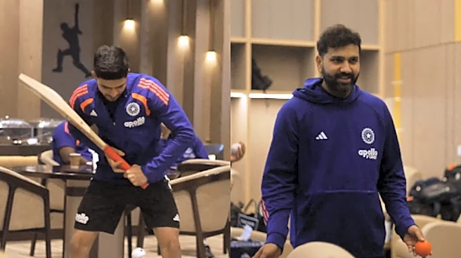 [WATCH] Indian team plays cricket inside dressing room amid Dharamshala rain delay