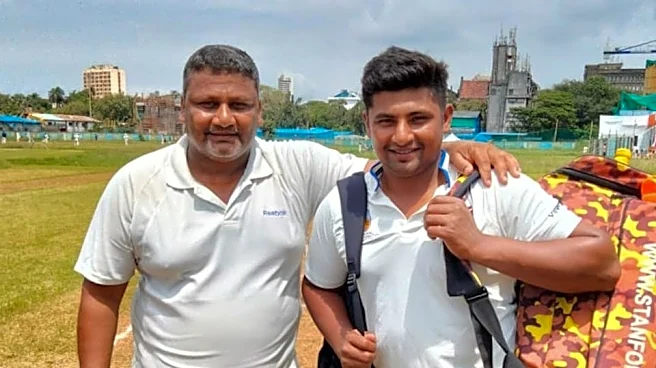 Sarfaraz Khan's father Naushad overcome with emotion as son's two-year Test wait ends