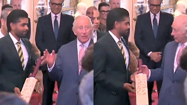 [WATCH] Babar Azam presents signed Pakistan bat to King Charles III during London audience