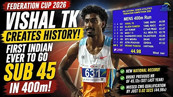 Federation Cup 2026: Vishal TK Creates History With Record-Breaking 44.98s in Men’s 400m
