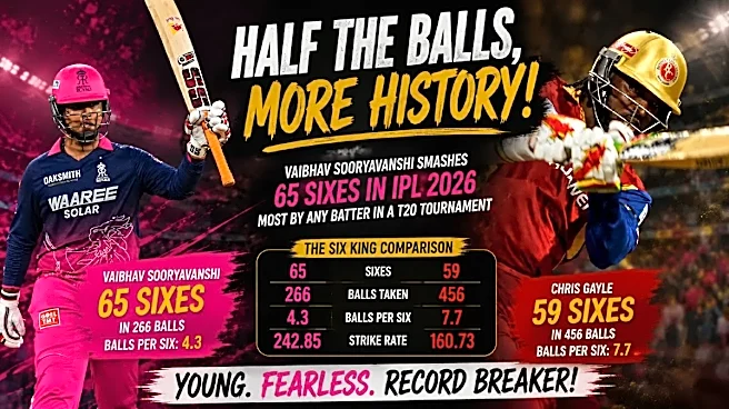 IPL 2026: Vaibhav Sooryavanshi Shattered Chris Gayle's Six-Hitting Record in Nearly Half the Balls