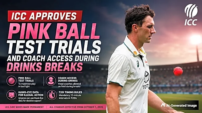 ICC playing conditions: Pink ball Test trials for bad light and coaches allowed on field at drinks