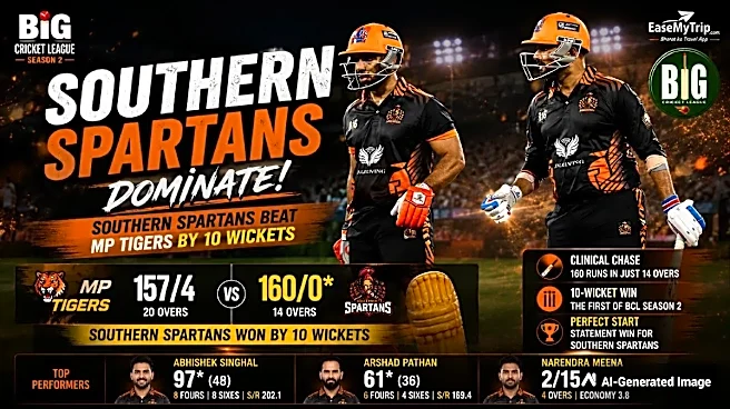 Big Cricket League 2026: Abhishek Singhal's Blazing 97 Powers Southern Spartans to Dominant 10-Wicket Win Over MP Tigers