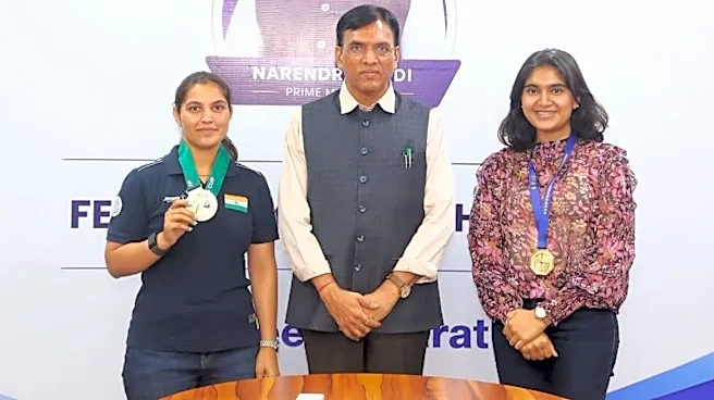India Sports Minister Felicitates ISSF World Cup Gold Medallists Esha Singh and Neeru Dhanda, Backs Olympic Ambitions