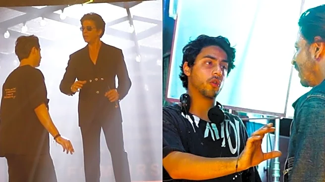 Serious Aryan Khan Instructs Dad SRK In BTS Pics From 'The Ba***ds Of Bollywood'