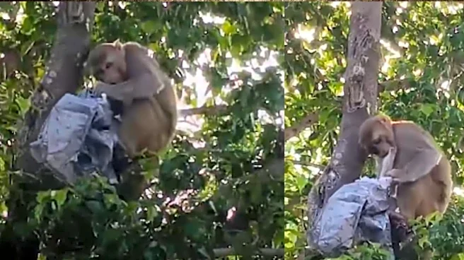Monkey, In Prayagraj, Climbs On Tree With Bag Full Of Cash & Starts Showering Rs 500 Notes On Locals | Video