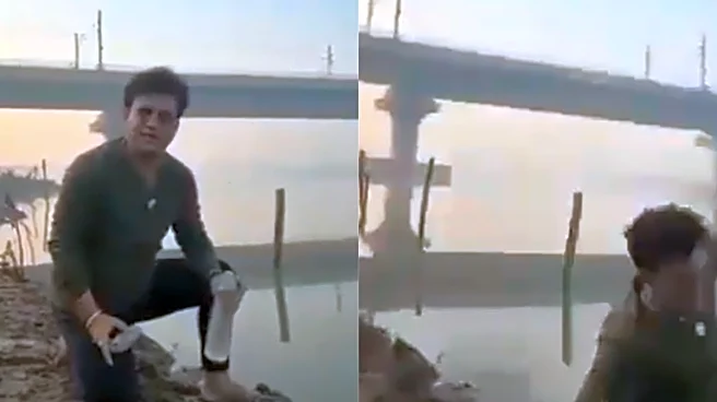 Video: Delhi BJP MLA Falls Into Yamuna While Filming Video As AAP-BJP Spar Over River Pollution
