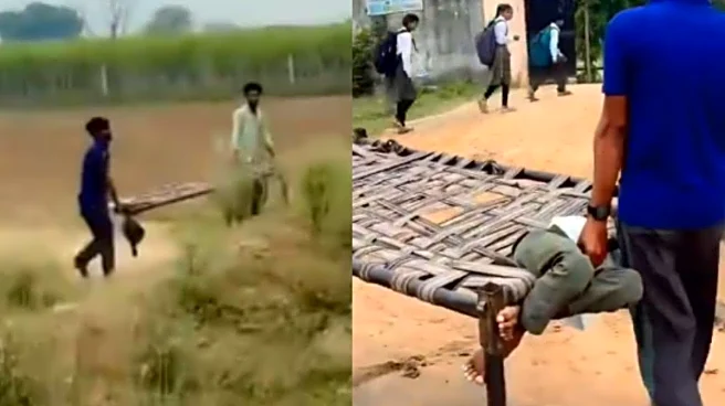 ‘Yeh Sirf Gaon Mein Hota Hai’: Family Carries Bed To School As Boy Refuses To Leave Home | Video