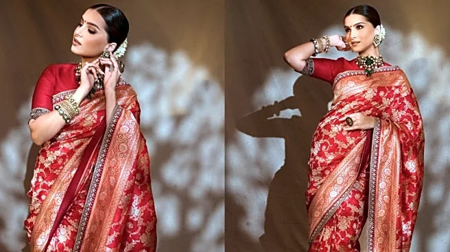 Tara Sutaria Redefines Royalty In A Deep Crimson Jayanti Reddy Banarasi Saree