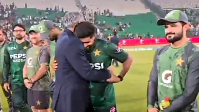 Mohsin Naqvi Consoles Emotional Babar Azam Even As Asia Cup Trophy Row Continues | Watch