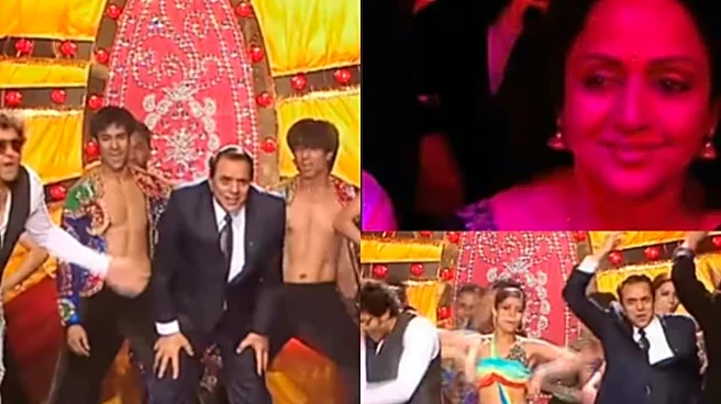 When Dharmendra Danced With Sunny Deol, Bobby Deol On Yamla Pagla Deewana And Hema Malini Watched | Video
