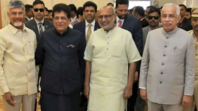 Chandrababu Naidu, Piyush Goyal Lay Foundation For Andhra's Drone City, Space City Projects