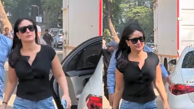Kareena Kapoor Nails The No-Makeup Glow In Her Casual Black Tee And Flared Jeans