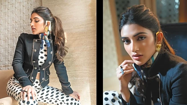 Sreeleela Serves High-Fashion Drama In Monochrome Polka Dots And Sculptural Accessories