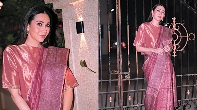 Karisma Kapoor's Mauve Anavila Saree Is Perfect For Winter Wedding Season