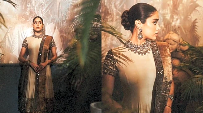 Janhvi Kapoor Is Mesmerising In Vintage Muted Gold Anarkali, Perfect For Shaddi Season