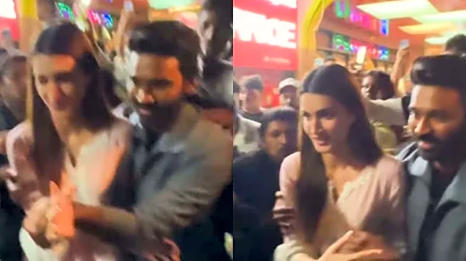 Tere Ishk Mein: Dhanush Protects Kriti Sanon As Fans Mobbed Them At Mumbai's Gaiety Galaxy | Watch