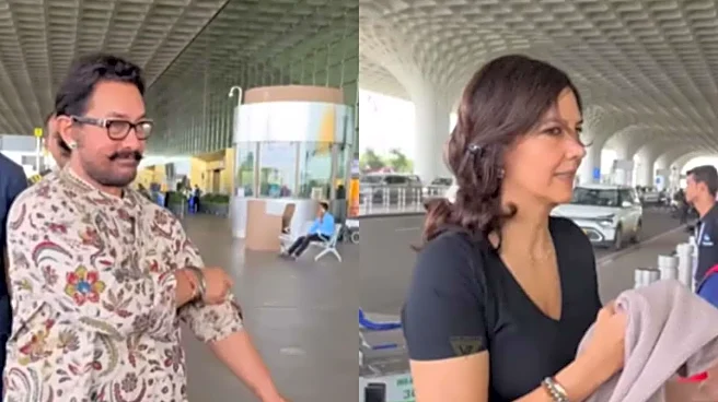 Aamir Khan Blushes As He Enters Mumbai Airport Holding Gauri Spratt’s Hands