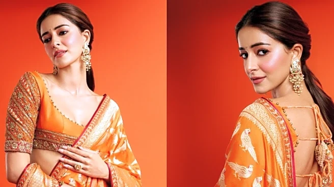 Ananya Panday’s Orange Banarasi Saree Is A Festive Fashion Showstopper