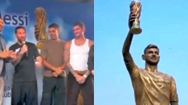 City of Joy, Statue of GOAT: Lionel Messi Unveils Monumental 70-Foot Statue In Kolkata | WATCH