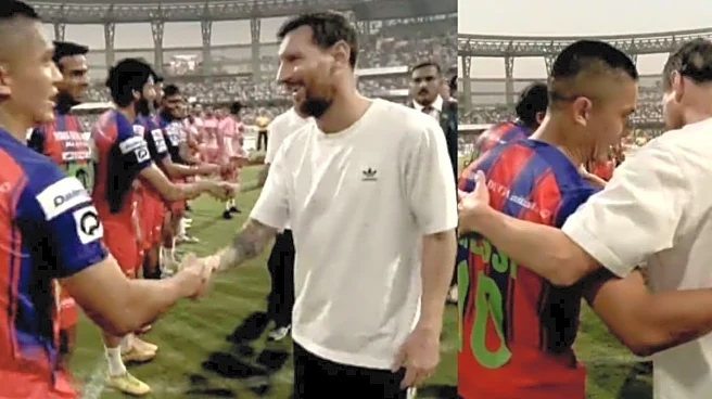 Game Recognizes Game! Lionel Messi Meets Sunil Chhetri At Wankhede On GOAT Tour India 2025