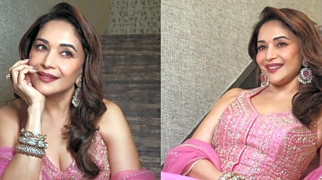 Madhuri Dixit Aces Festive Glam And Makes A Pink Lehenga Feel Iconic Again