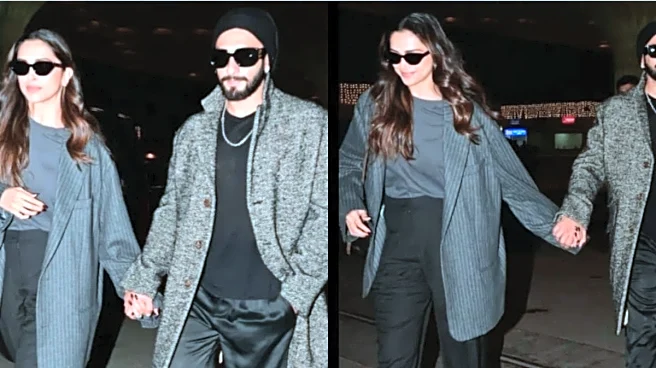 Ranveer Singh And Deepika Padukone Hold Hands, Twin In Grey As They Jet Out Of Town Amid Dhurandhar Success