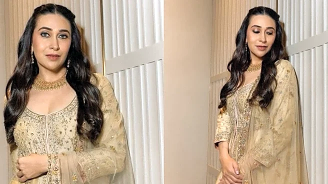 Karisma Kapoor Makes A Case For Effortless Elegance In Ritu Kumar’s Chanderi Suit