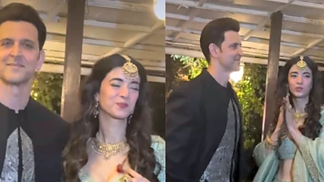 Hrithik Roshan And Saba Azad Keep It Stylish At Cousin’s Wedding | Video