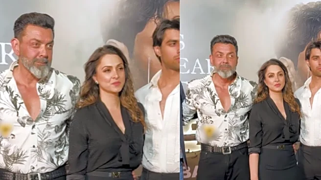 Bobby Deol Attends Dharmendra’s Ikkis Screening With Wife Tanya, Cousin Abhay Deol
