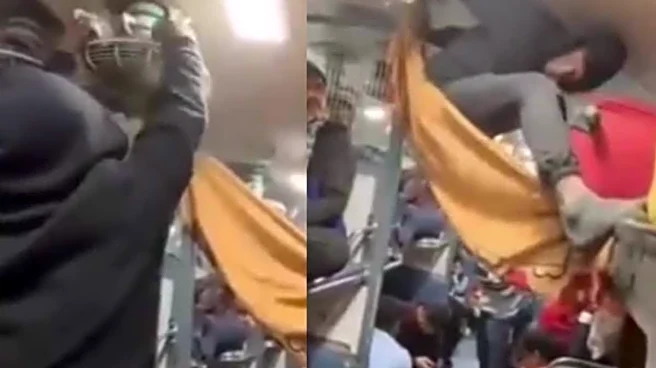 Man Makes Hammock Out Of Bedsheet Inside Crowded Train Coach, Lands On Floor Within Seconds: ‘Co-passengers In Shock’