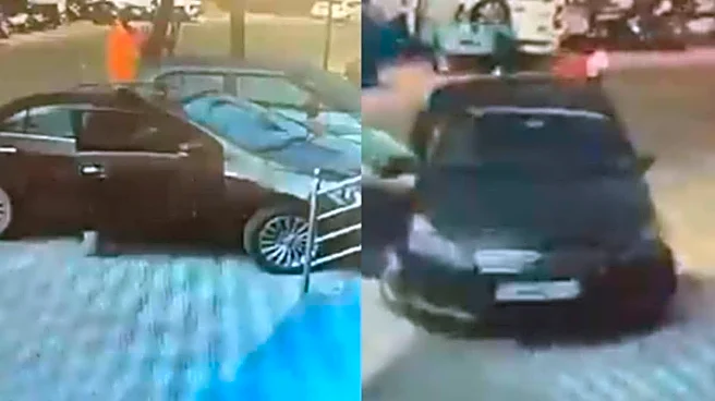 Parked Car Moves Backwards, Hits Bikers & Autorickshaw Driver In Spine-Chilling Video: ‘Final Destination In Real Life’