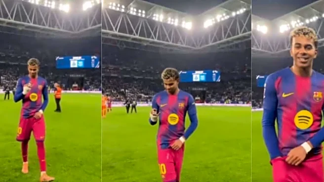 Barca Wunderkind Celebrates Derby Win With 'Three Points In The Pocket: Yamal Edition'
