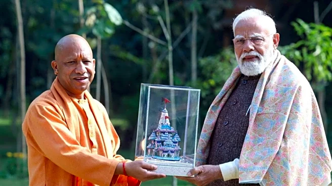 UP CM Yogi Presents Gulabi Meenakari Ayodhya Temple Replica To PM Modi