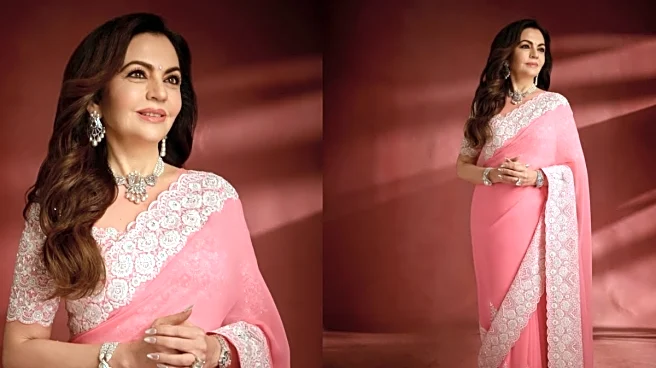 Nita Ambani Stuns In Shimmering Pink Saree At World Cup Teams’ Felicitation Ceremony